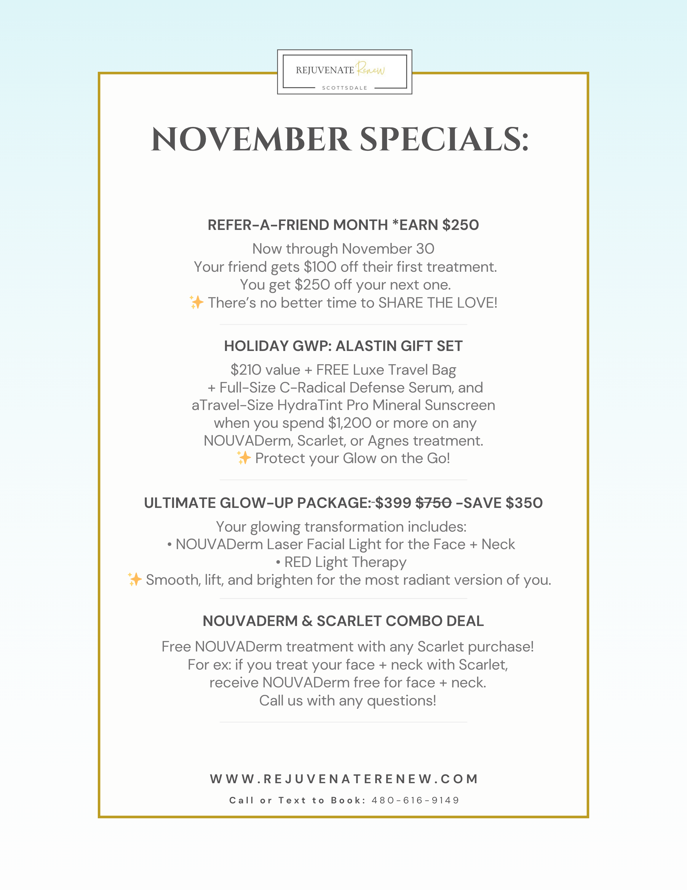 Rejuvenate Renew November Specials
